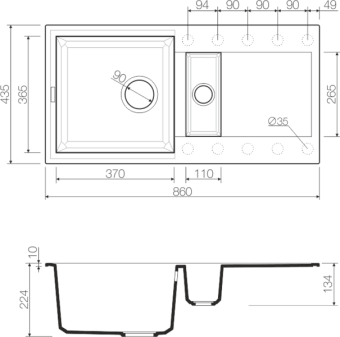 Схема встраивания Omoikiri Sakaime 86-2