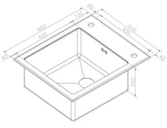 Схема встраивания ZORG INOX GL 6051 WHITE BRONZE