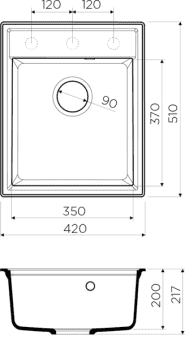 Схема встраивания Omoikiri Daisen 42