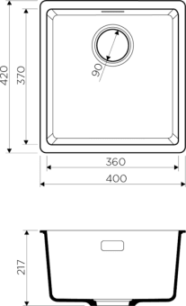 Схема встраивания Omoikiri Kata 40-U