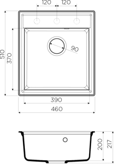 Схема встраивания Omoikiri Daisen 46