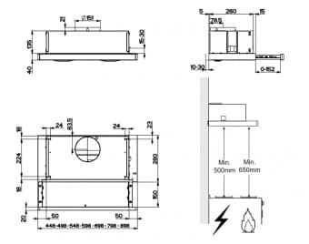 Схема встраивания Faber FLEXA GLASS M6 W A60