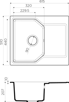 Схема встраивания Omoikiri Yonaka 61