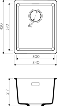 Схема встраивания Omoikiri Kata 34-U