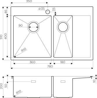 Схема встраивания Omoikiri Akisame 78-2