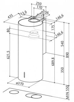 Схема встраивания Faber CYLINDRA/2 EV8 2EL XH890