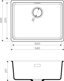 Схема встраивания Omoikiri Kata 54-U