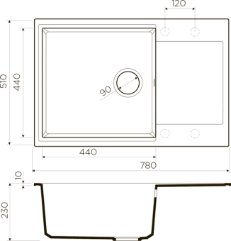 Схема встраивания Omoikiri Daisen 78-LB