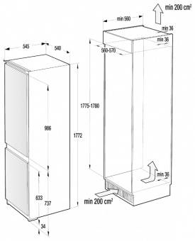 Gorenje RKI4182E1 холодильник встраиваемый двухкамерный