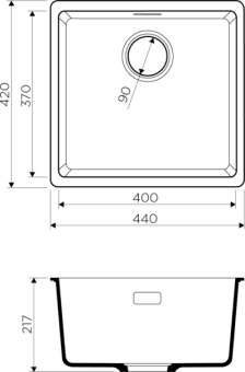 Схема встраивания Omoikiri Kata 44-U