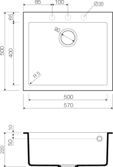 Схема встраивания Omoikiri Bosen 57