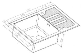 Схема встраивания ZORG INOX GL 7851 BLACK