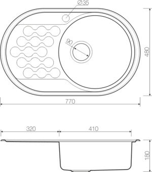 Схема встраивания Omoikiri Kasumigaura 77