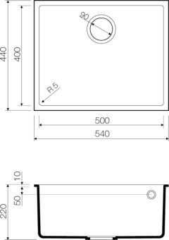 Схема встраивания Omoikiri Bosen 54-U