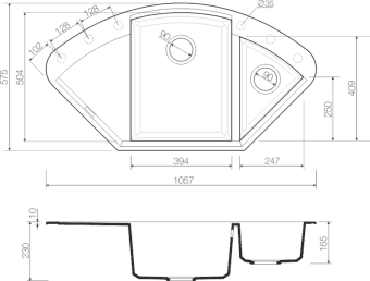 Схема встраивания Omoikiri Sakaime 105C