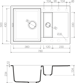 Схема встраивания Omoikiri Sakaime 78-2