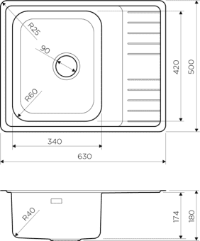 Схема встраивания Omoikiri Sagami 63