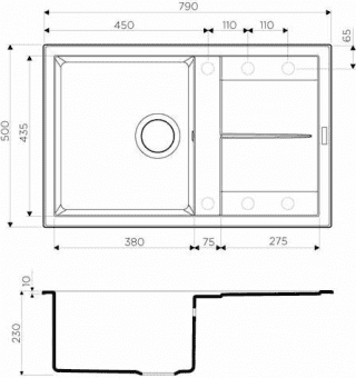 Схема встраивания Omoikiri Sumi 79