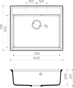 Схема встраивания Omoikiri Daisen 60