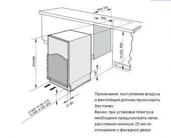 Схема встраивания De Dietrich DRS604MU