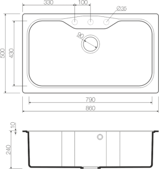Схема встраивания Omoikiri Maru 86
