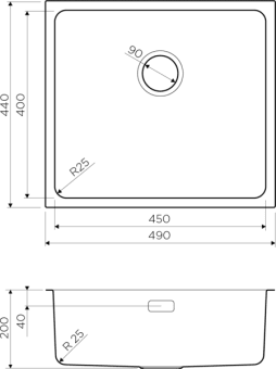 Схема встраивания Omoikiri Tadzava 49-U