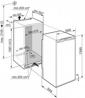 Схема встраивания морозильника Liebherr SIGN 2756