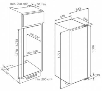 Teka TKI2 300 холодильник встраиваемый двухкамерный